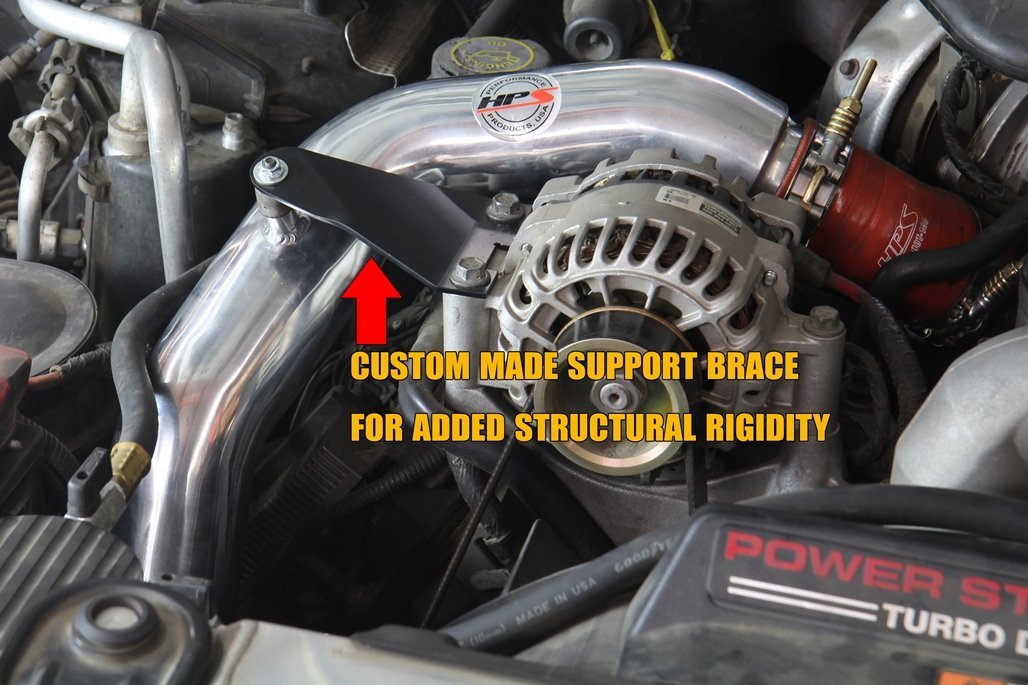 HPS Hot & Cold Side Charge Pipe with Intercooler Boots Kit, 03-07 Ford F550 Superduty Powerstroke 6.0L Diesel Turbo, Red