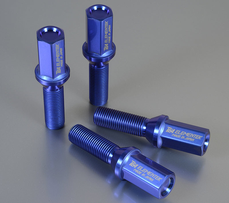 Project Kics 14X1.25 Ti64 Elementek Titanium Lug Bolt Blue - 20 PCS WTI3528U20