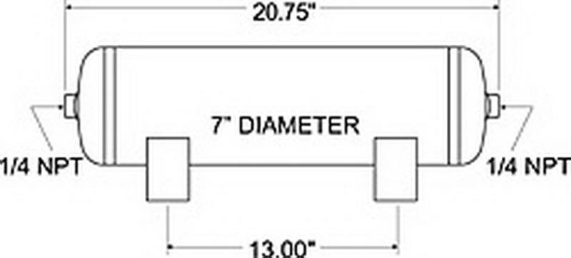 Firestone Air Tank 3 Gallon 7in. x 20.75in. (2) 1/4in. NPT Ports 150 PSI Max - Black (WR17609127) 9127 Main Image