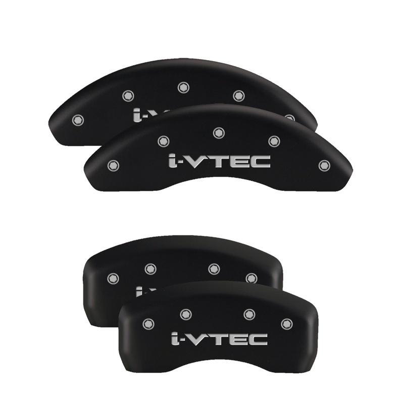 MGP 4 Caliper Covers Engraved Front & Rear Pontiac Black Finish Silver Char 2007 Pontiac Solstice 18030SPOPMB Main Image