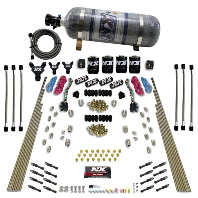 Nitrous Express 8 Cyl Dry Direct Port Dual Stage 4 Solenoids Nitrous Kit (200-600HP) w/Comp Bottle 93106-12 Main Image