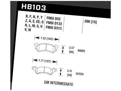 Hawk MT-4 Racing Brake Pads Front Buick Apollo Base 1975-1975