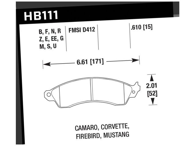 Hawk Black Brake Pads Front Chevrolet Camaro Base 1988-1989