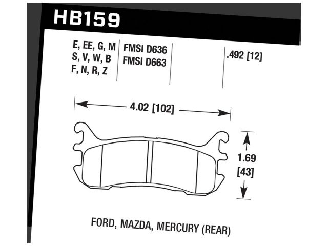 Hawk Black Brake Pads Rear Ford Escort ZX2 1998-2003