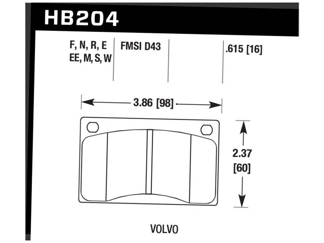 Hawk Blue 9012 Brake Pads Front Volvo 142 E 1971-1972