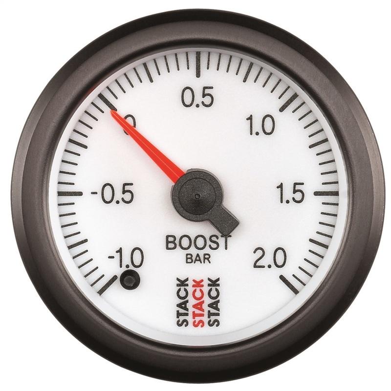 Autometer Stack 52mm -1 to +2 Bar (Incl T-Fitting) Pro Stepper Motor Boost Pressure Gauge - White ST3361 Main Image