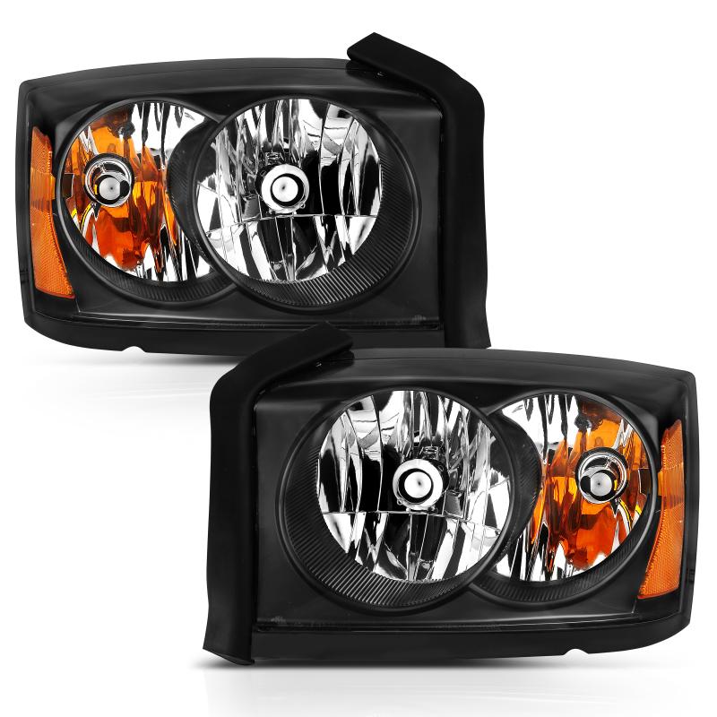 ANZO 2005-2006 Dodge Dakota Crystal Headlight All Black Amber 111454 Main Image