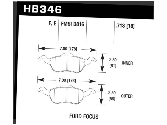 Hawk Street HPS Brake Pads Front Ford Focus ZX3 2003-2004