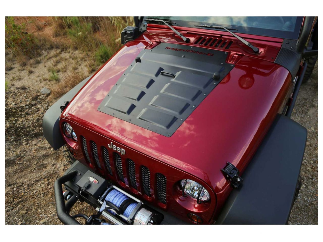 Rugged Ridge Hood Vent Insert, Primer; 07-18 Jeep Wrangler JK