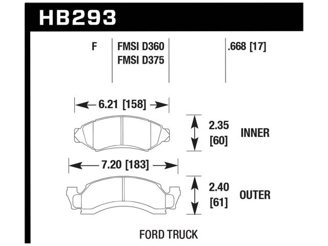 Hawk Street HPS Brake Pads Front Ford E-150 Econoline Base 90-93