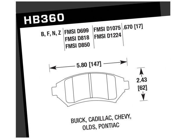 Hawk Street HPS Brake Pads Front Buick Century Custom 1997-2000