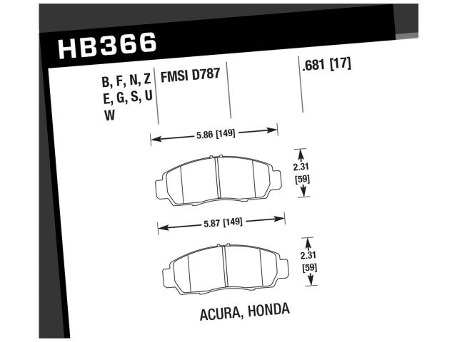 Hawk Street HPS Brake Pads Front Acura CL S 2001-2003