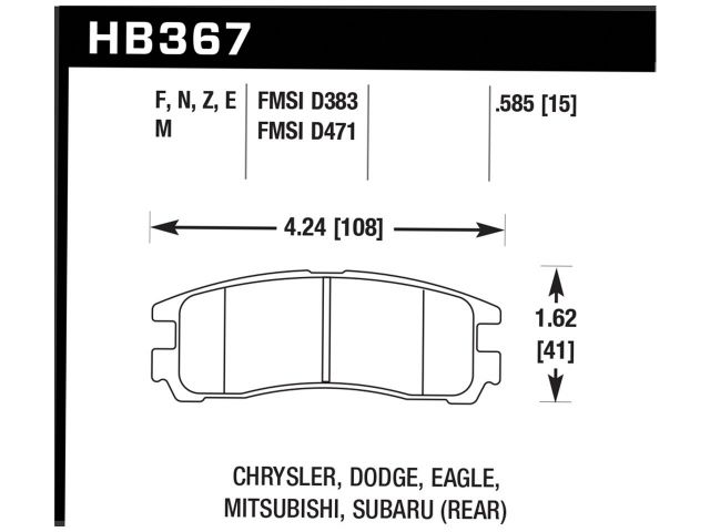 Hawk Ceramic Brake Pads Rear Chrysler Sebring LX 1995-1999