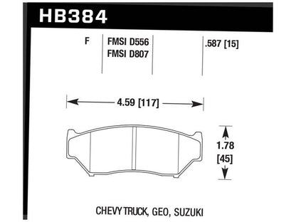 Hawk Street HPS Brake Pads Front Chevrolet Tracker Base 1998-2000