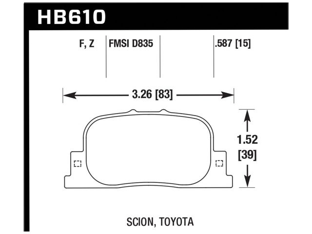 Hawk Ceramic Brake Pads Rear Scion Tc Spec 2007-2008