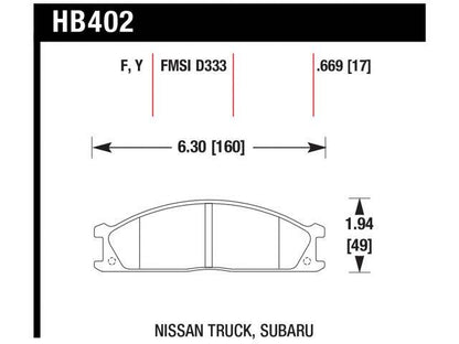 Hawk Brake Pads HB402F.669 Item Image