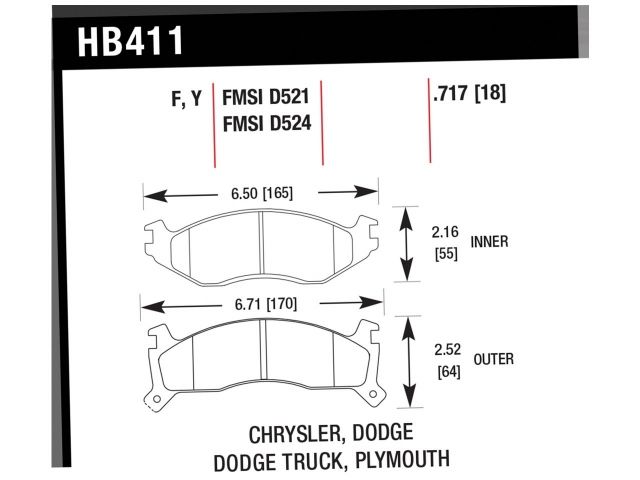 Hawk Street HPS Brake Pads Front Chrysler Lebaron GTC 1991-1992