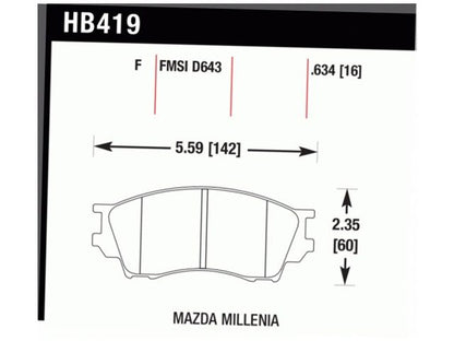 Hawk Street HPS Brake Pads Front Mazda Millenia S 2002-2002