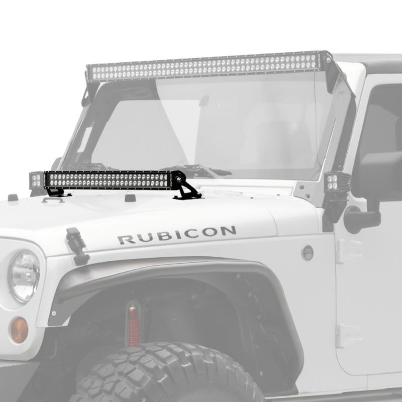 KC HiLiTES 07-18 Jeep JK 30in. C-Series C30 LED Light Bar w/Hood Mount Bracket Kit 367 Main Image