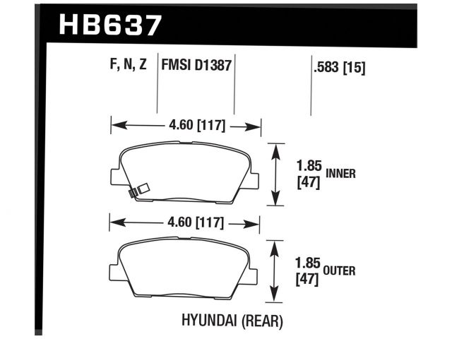 Hawk Ceramic Brake Pads Rear Hyundai Genesis 4.6 2009-2009