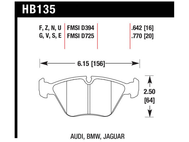 Hawk HT (High Temp) Brake Pads Front BMW 528I Base 1997-1998