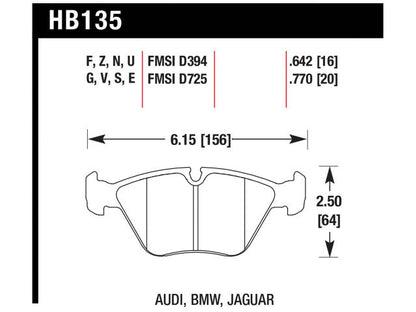 Hawk HT (High Temp) Brake Pads Front BMW 528I Base 1997-1998