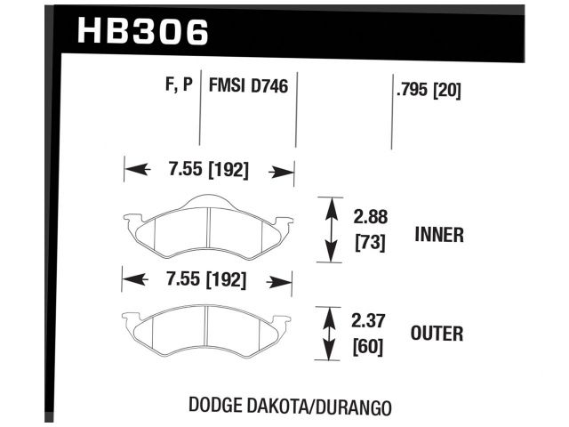 Hawk Street HPS Brake Pads Front Dodge Durango Base 1998-1999
