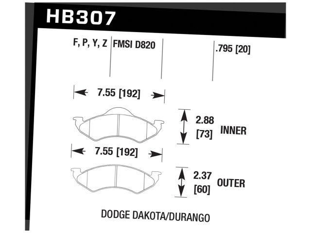 Hawk Street HPS Brake Pads Front Dodge Dakota Base 2000-2002