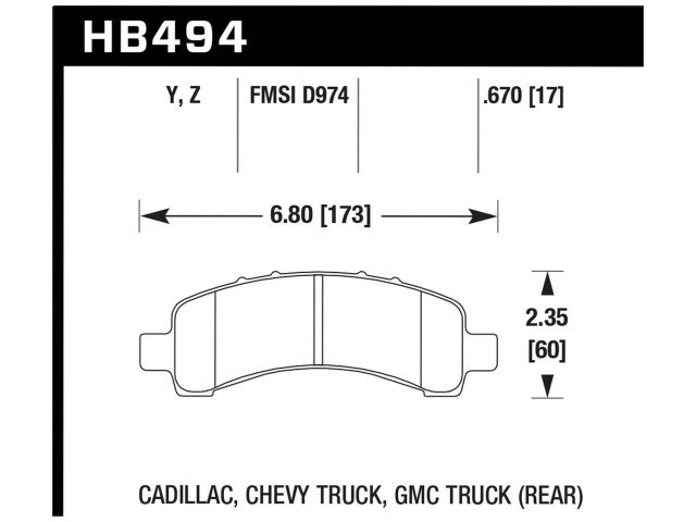Hawk Ceramic Brake Pads Rear Cadillac Escalade Base 2003-2006