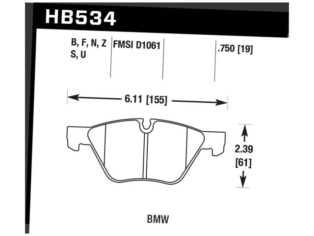 Hawk Street HPS Brake Pads Front BMW 128I Base 2008-2009