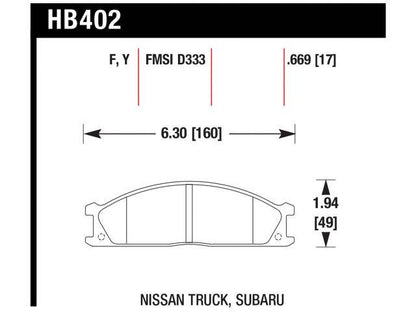 Hawk Brake Pads HB402Y.669 Item Image