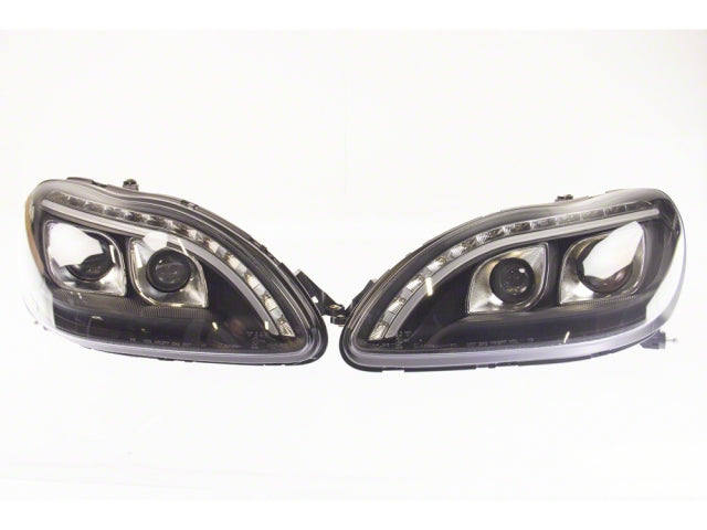 Head Lights for Mercedes S Class 98-05 Lamp w/ Light Bar & LED Indication (Halogen Type Only)