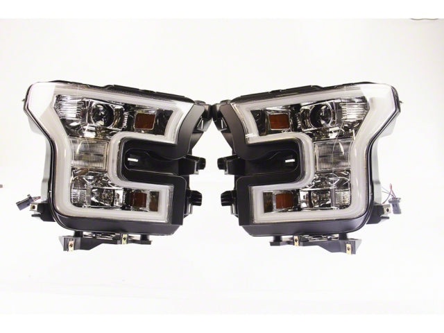 Head Lights for Ford F-150 15-16 Chrome Lamps with Light Bar
