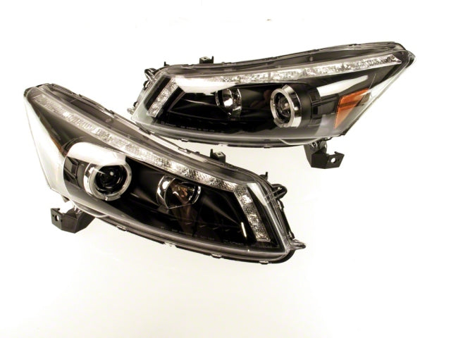 Head Lights for Honda Accord 4 Door 08-12 Black Lamps with LED Decoration & Indication