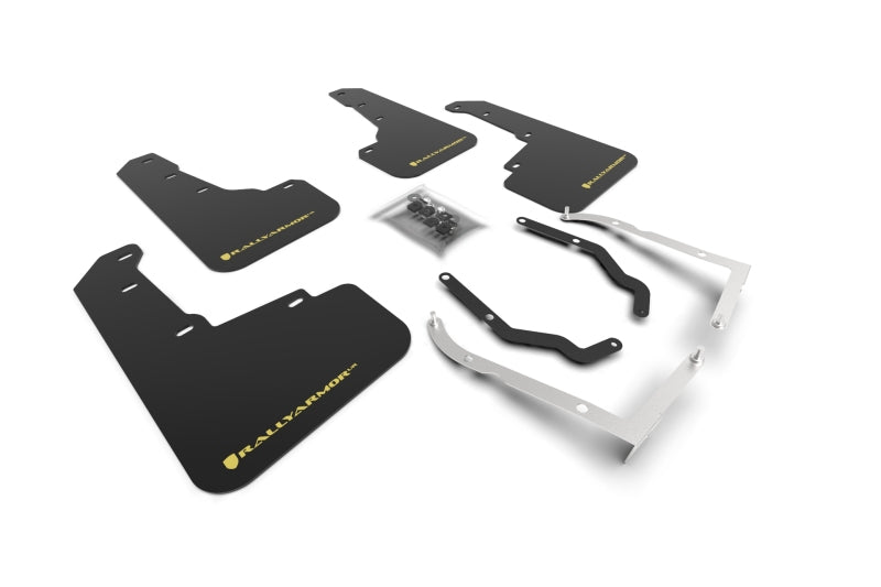 Rally Armor 18-21 Subaru XV Crosstrek Lift/AT UR Black Mud Flap w/Yellow Pearl Logo MF46-LTUR-BLK/PYP