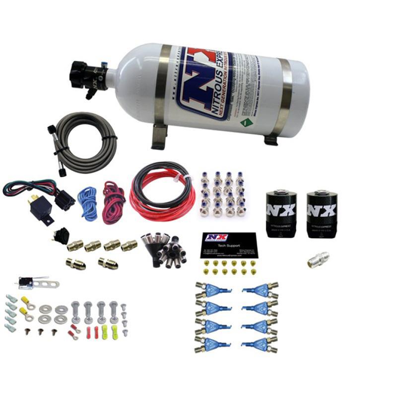 Nitrous Express 8 Cyl Soft Line Shark Rail Nitrous Kit w/10lb Bottle Pushloc 80008-10 Main Image