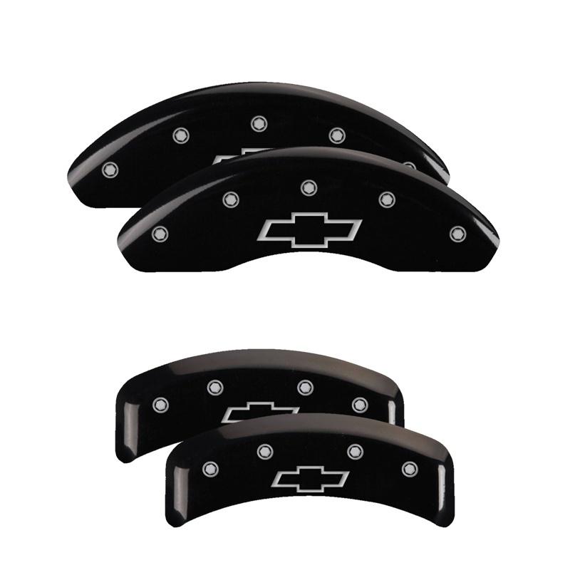 MGP 4 Caliper Covers Engraved Front & Rear Bowtie Black finish silver ch 14026SBOWBK Main Image