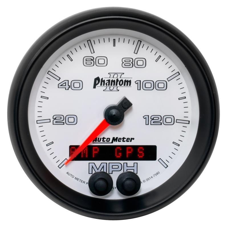 Autometer Phantom II 3-3/8in 0-140MPH In-Dash Electronic GPS Programmable Speedometer 7580 Main Image