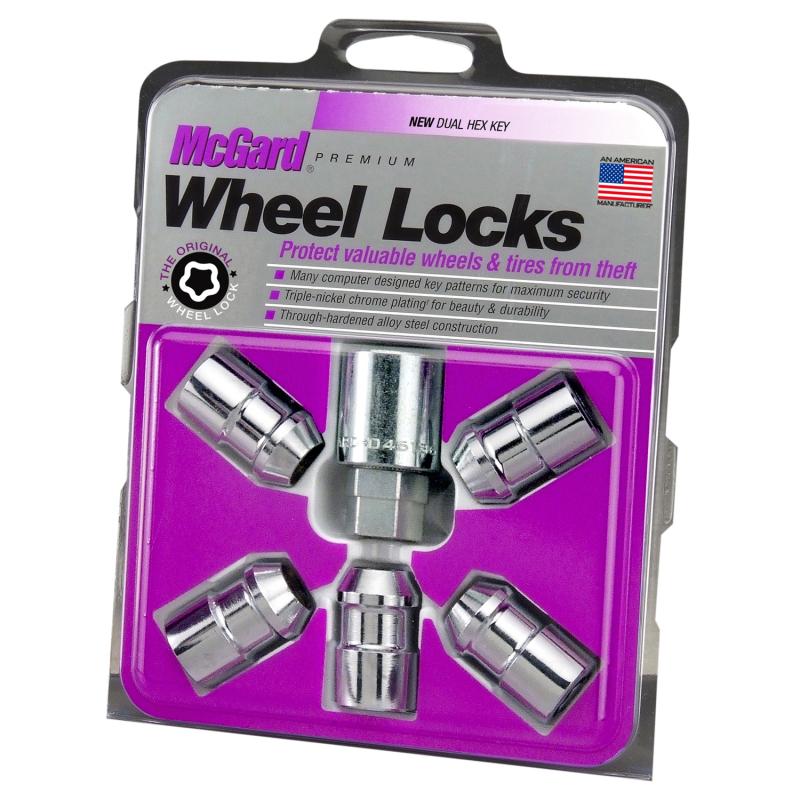 McGard Wheel Lock Nut Set - 5pk. (Cone Seat) 1/2-20 / 3/4 &13/16 Dual Hex / 1.46in. Length - Chrome 24538 Main Image