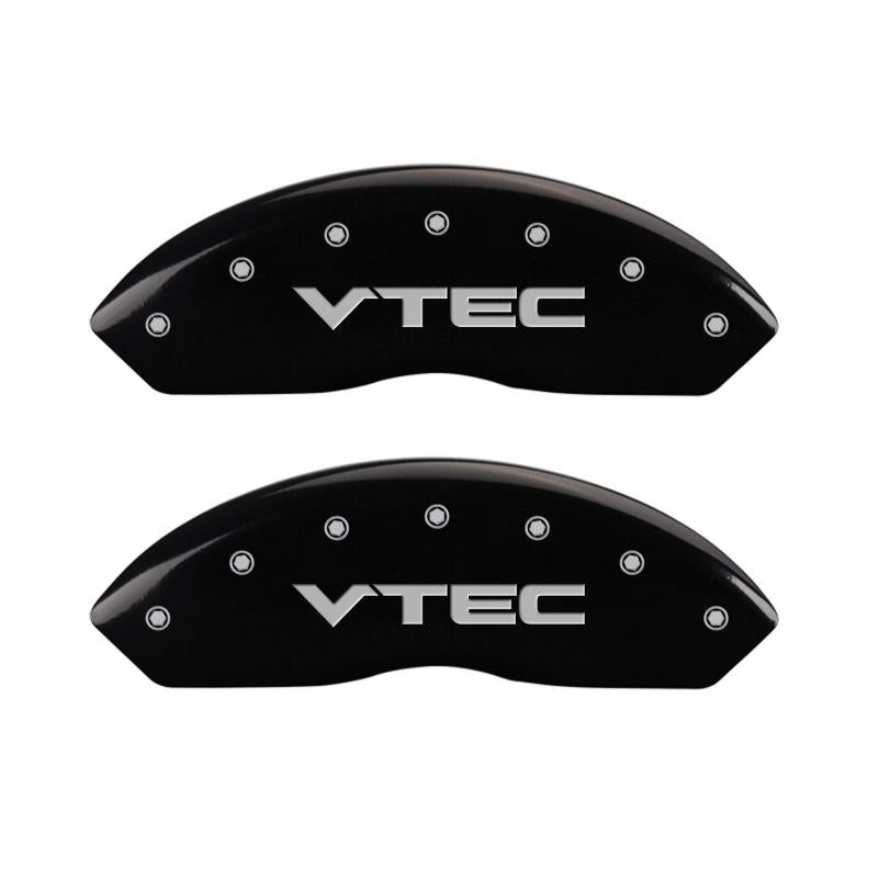 MGP 4 Caliper Covers Engraved Front & Rear Vtech Black finish silver ch 39015SVTCBK Main Image