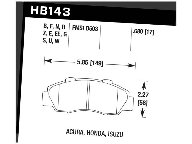 Hawk Street HPS Brake Pads Front Acura Integra Type-R 2000-2001