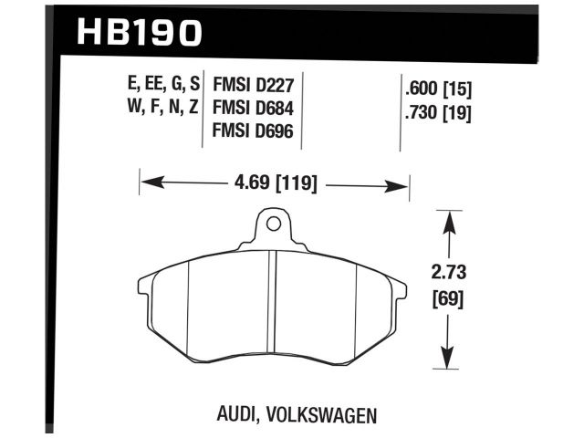 Hawk Street HPS Brake Pads Front Audi 5000 Base 1982-1982