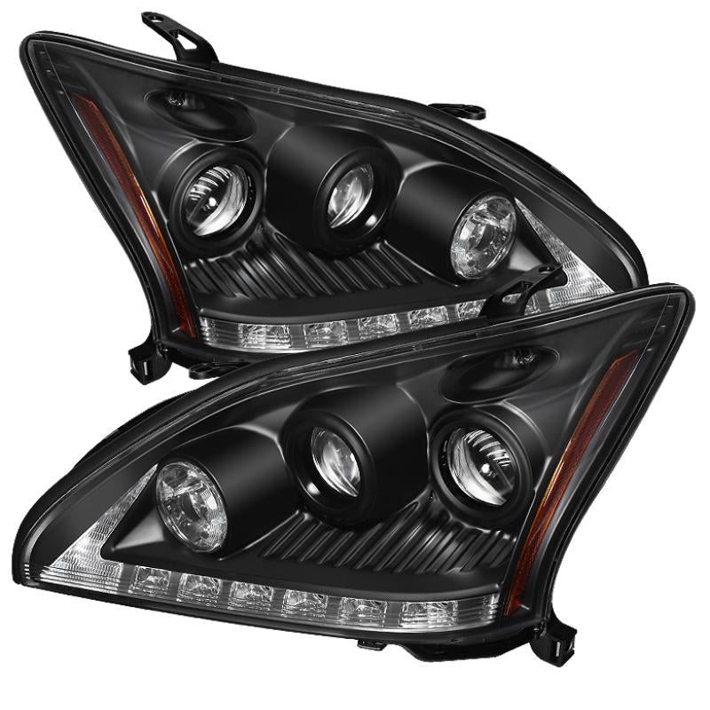 Spyder Lexus RX330 2004-2006 Projector Headlights Halogen Model- DRL LED Blk PRO-YD-LRX35004-DRL-BK 5076779 Main Image