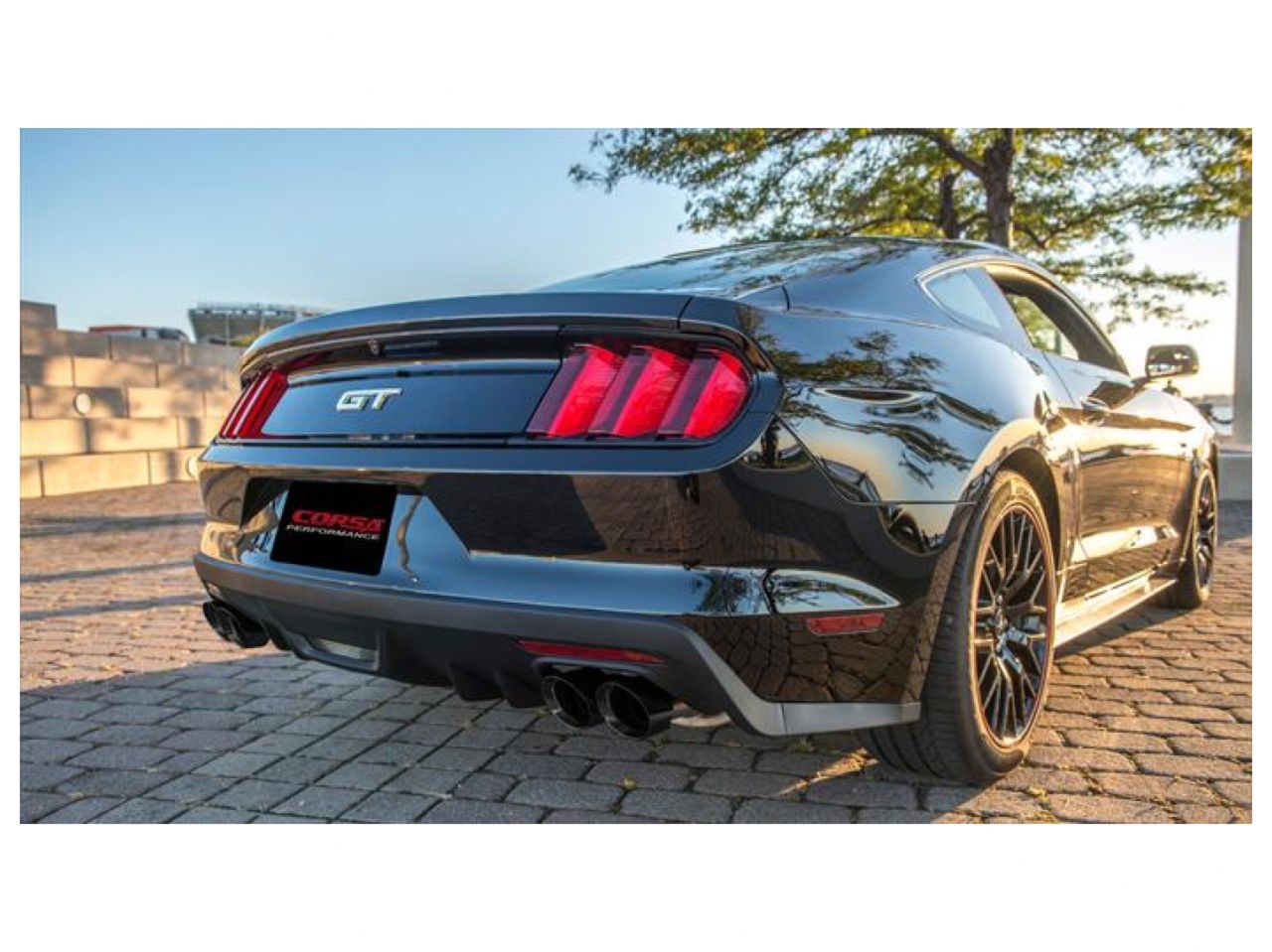 Corsa Performance Axle Back Exhaust Black Quad Tips for 15-16 Ford Mustang GT 5.0 3in