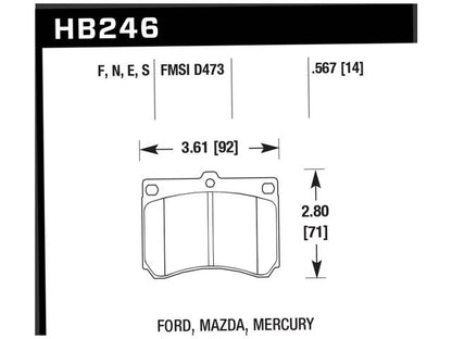 Hawk HP Plus Brake Pads Front Ford Escort LX-E 1992-1993