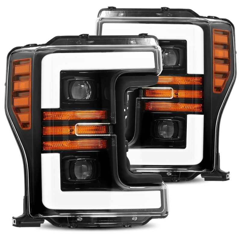 AlphaRex 17-19 Ford F-250 SD PRO-Series Proj Headlights Plank Style Black w/Activ Light/Seq Signal 880108 Main Image