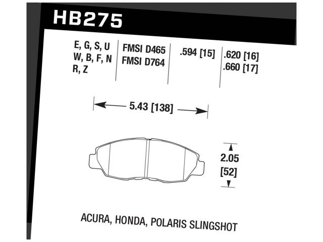 Hawk Street HPS Brake Pads Front Honda Accord Anniversary 96-96
