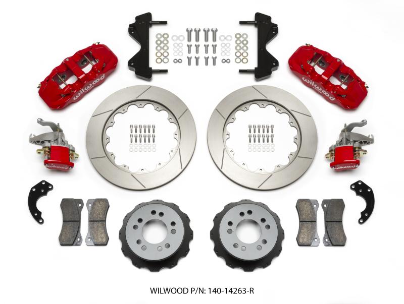 Wilwood AERO4 / MC4 Rear Kit 14.00 Red Currie Pro-Tour Unit Bearing Floater 140-14263-R Main Image