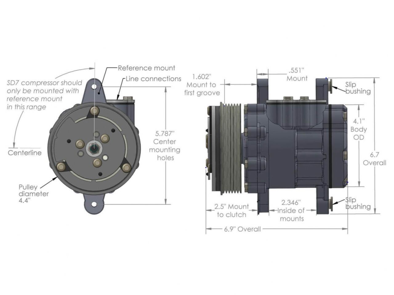 Holley SD7 A/C Compressor