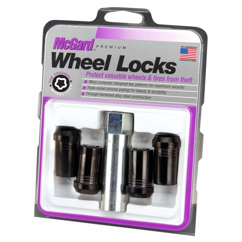 McGard Wheel Lock Nut Set - 4pk. (Tuner / Cone Seat) M14X1.5 / 1in. Hex / 1.935in. Length - Black 25112 Main Image